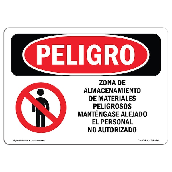 Signmission OSHA, Hazardous Material Storage Spanish, 7in X 5in, 7" W, 5" H, Hazardous Material Storage Spanish OS-DS-D-57-LS-1314 - main